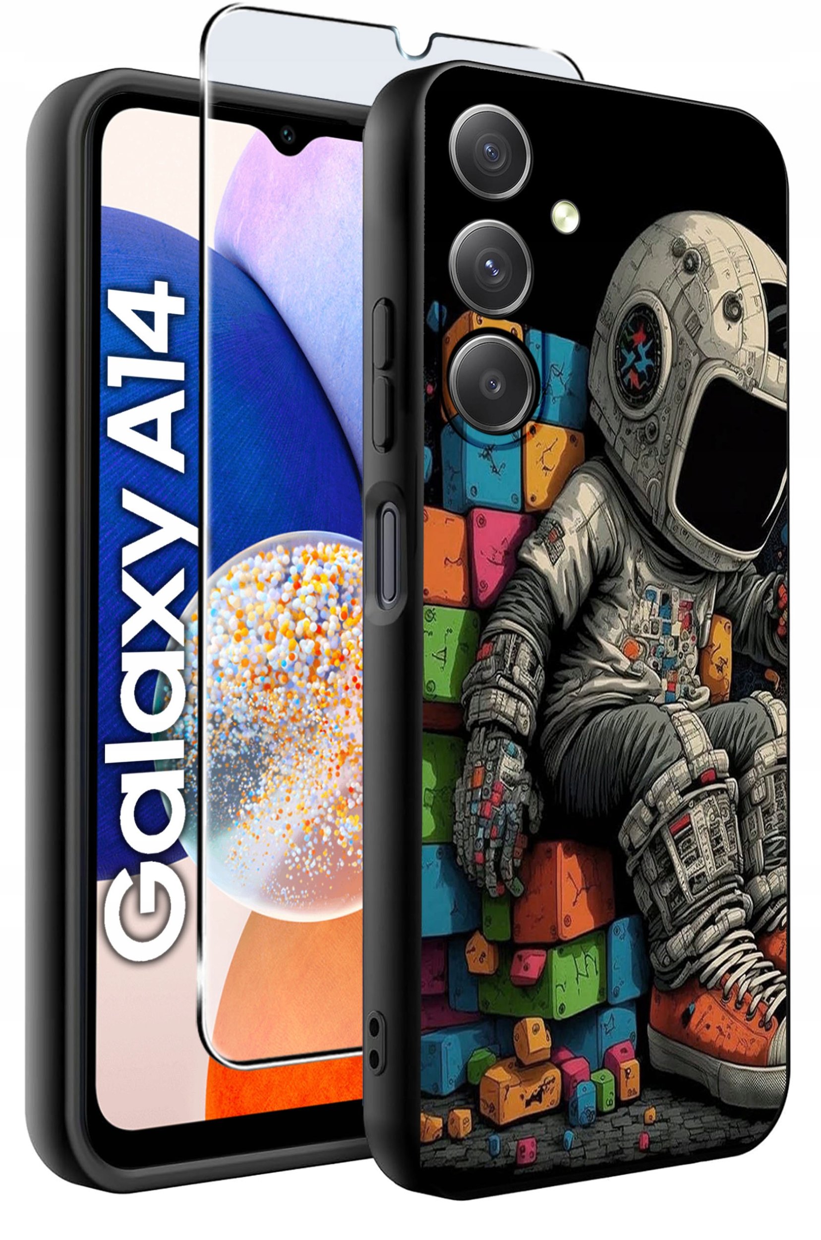 ETUI do Samsung A14 5G WZORY | SILIKONOWE MATT CASE + SZKŁO HARTOWANE 9H