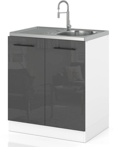 szafka kuchenna pod zlewozmywak dolna na nóżkach 60cm spremium szary połysk