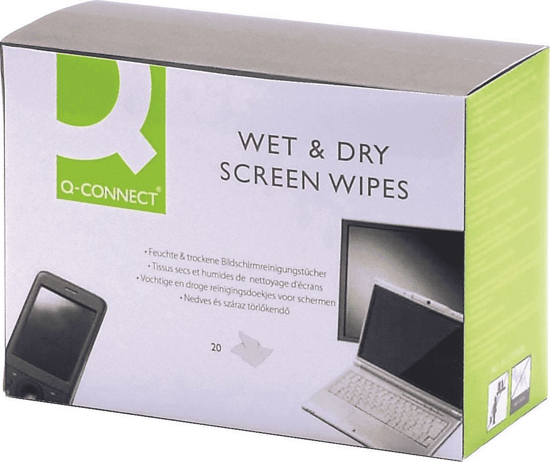 Q-Connect Chusteczki nawilżane i suche do czyszczenia ekranów TFT/LCD 40 szt.