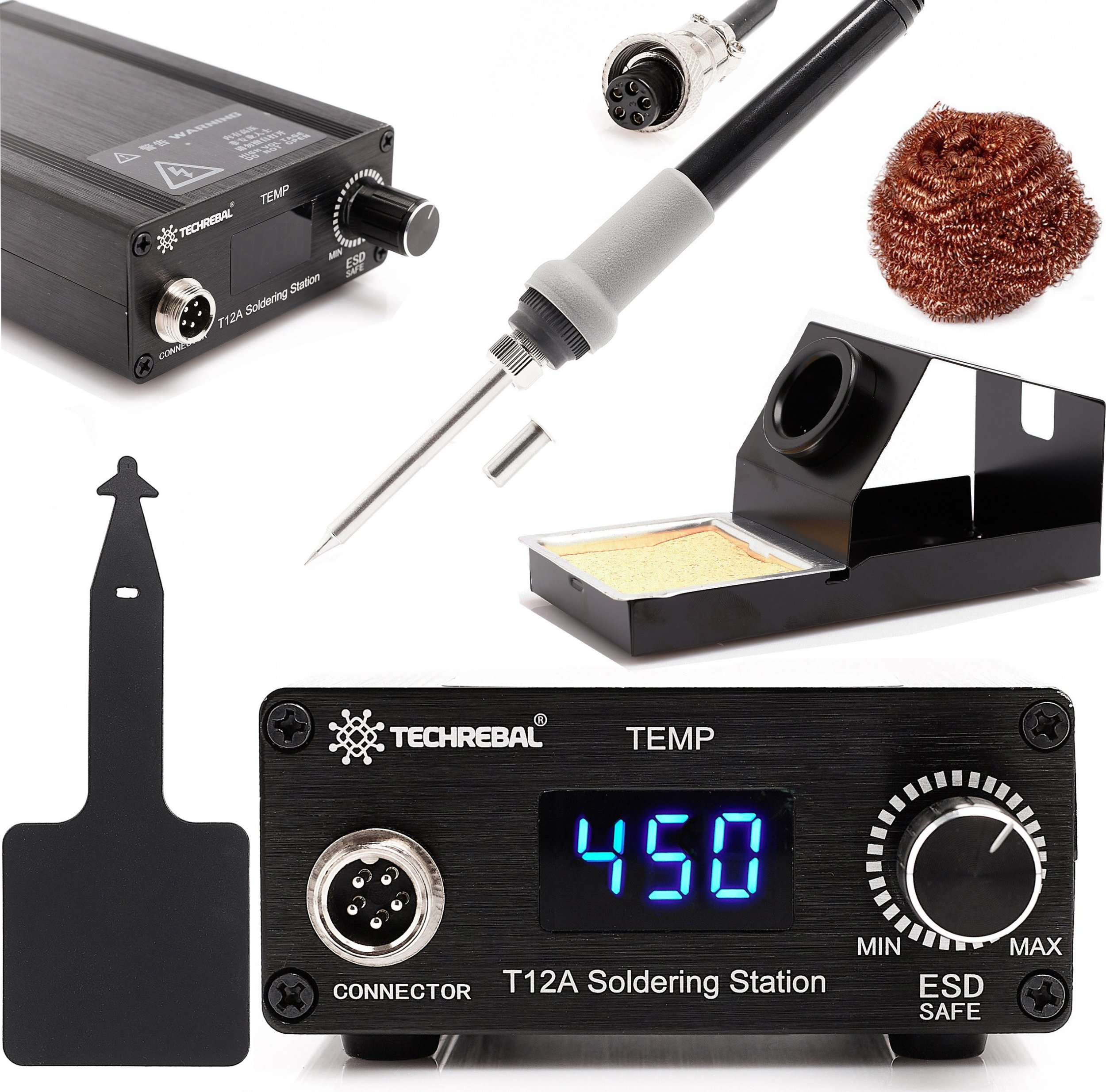 Zestaw Stacja Lutownicza Spawarka 75W Techrebal Grot T12A + Akcesoria