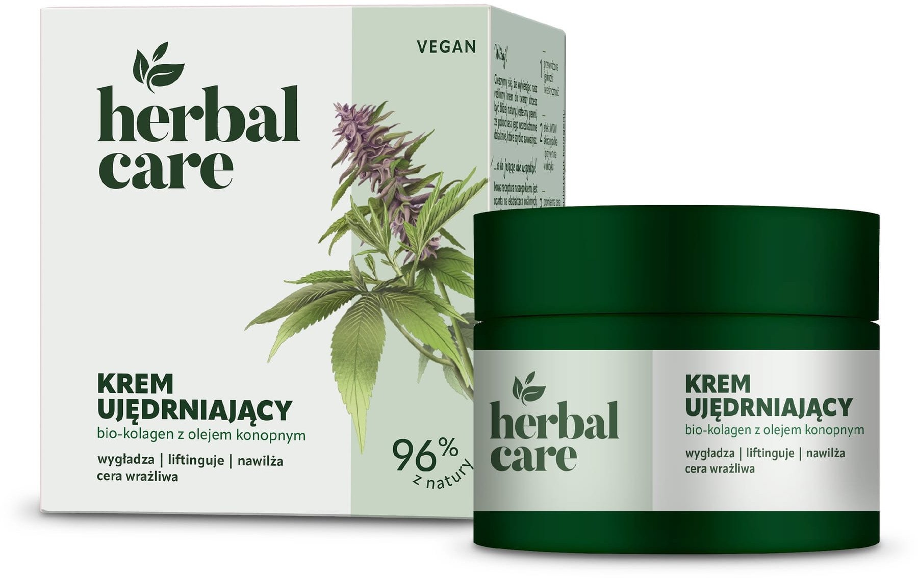 HERBAL CARE Vegan Krem ujędrniający z Bio-Kolagenem i Olejem Konopnym dla cery suchej i normalnej - na dzień i noc 50 ml