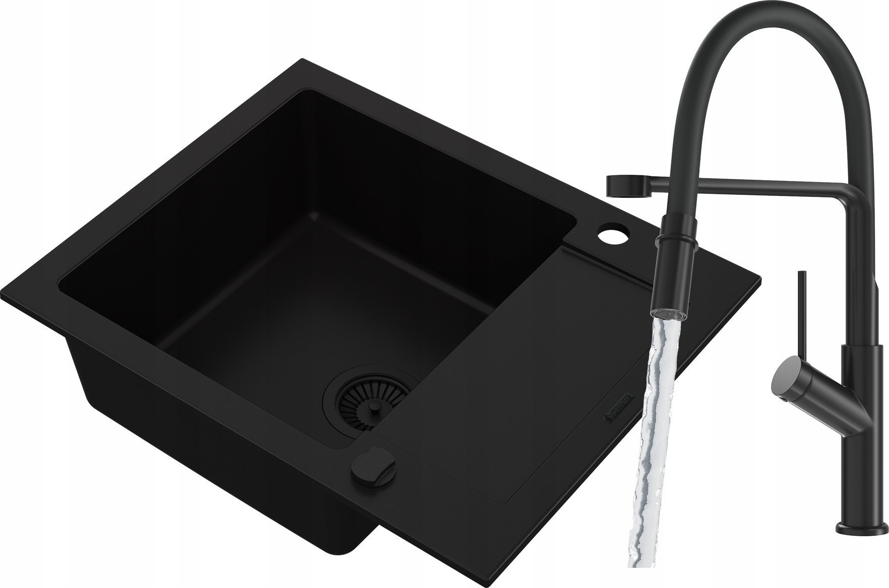 Zlewozmywak Pyramis Zestaw Pyramis MIDO 62x50 1B1D + Flexos BE