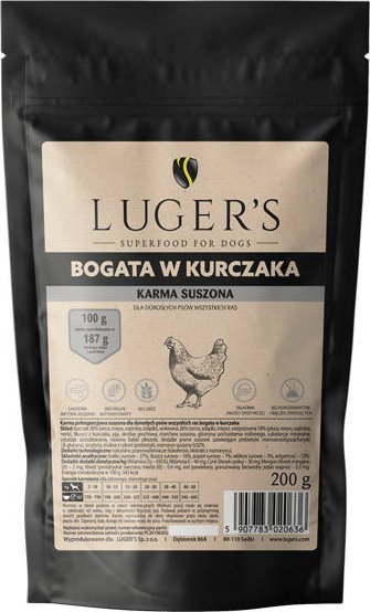 Lugers karma suszona dla psa bogata w kurczaka 200 g