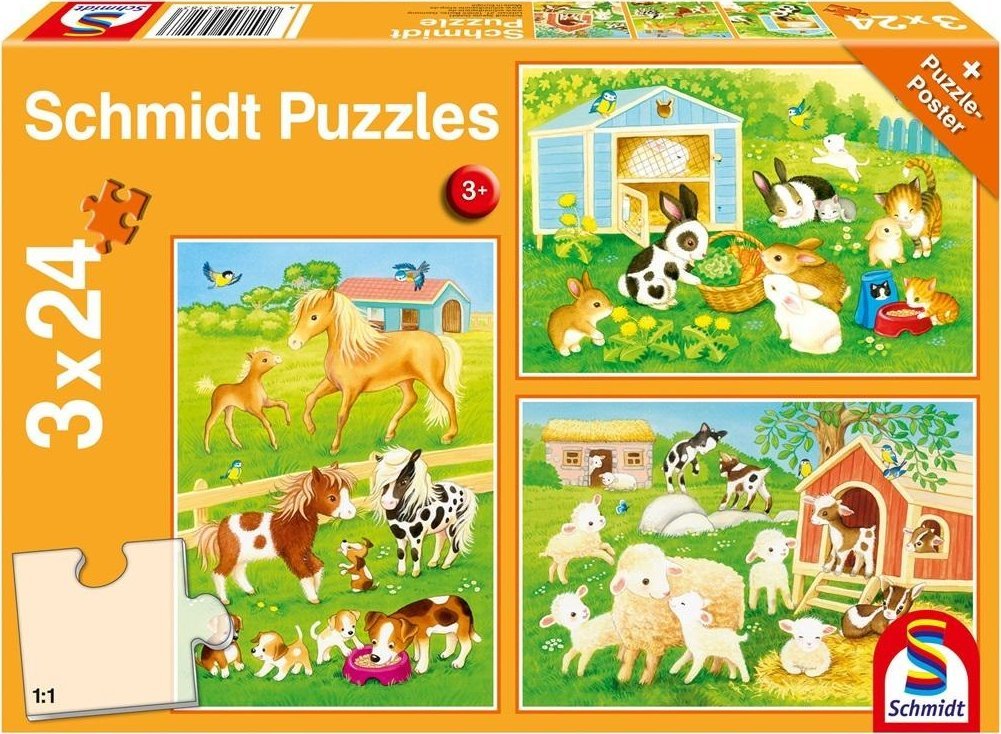 Puzzle 3x24 Słodkie zwierzaki G3