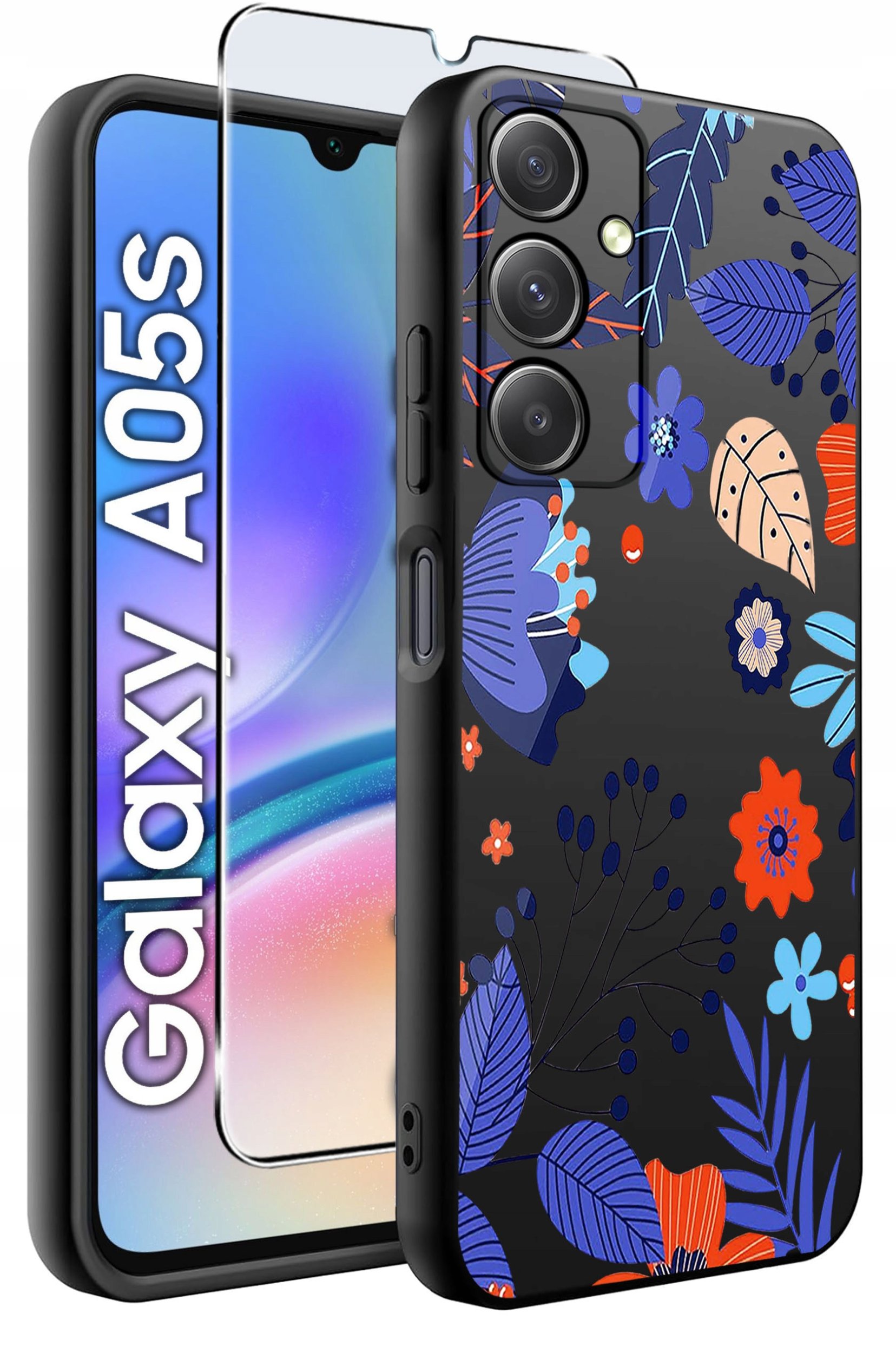 ETUI do Samsung A05s WZORY | SILIKONOWE MATT CASE + SZKŁO 9H