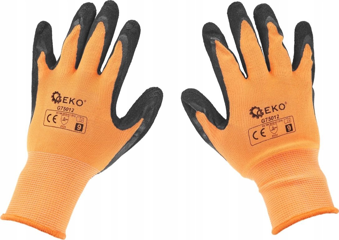 Geko Rękawice ochronne powlekane r. 9 – pomarańczowe (12/240)