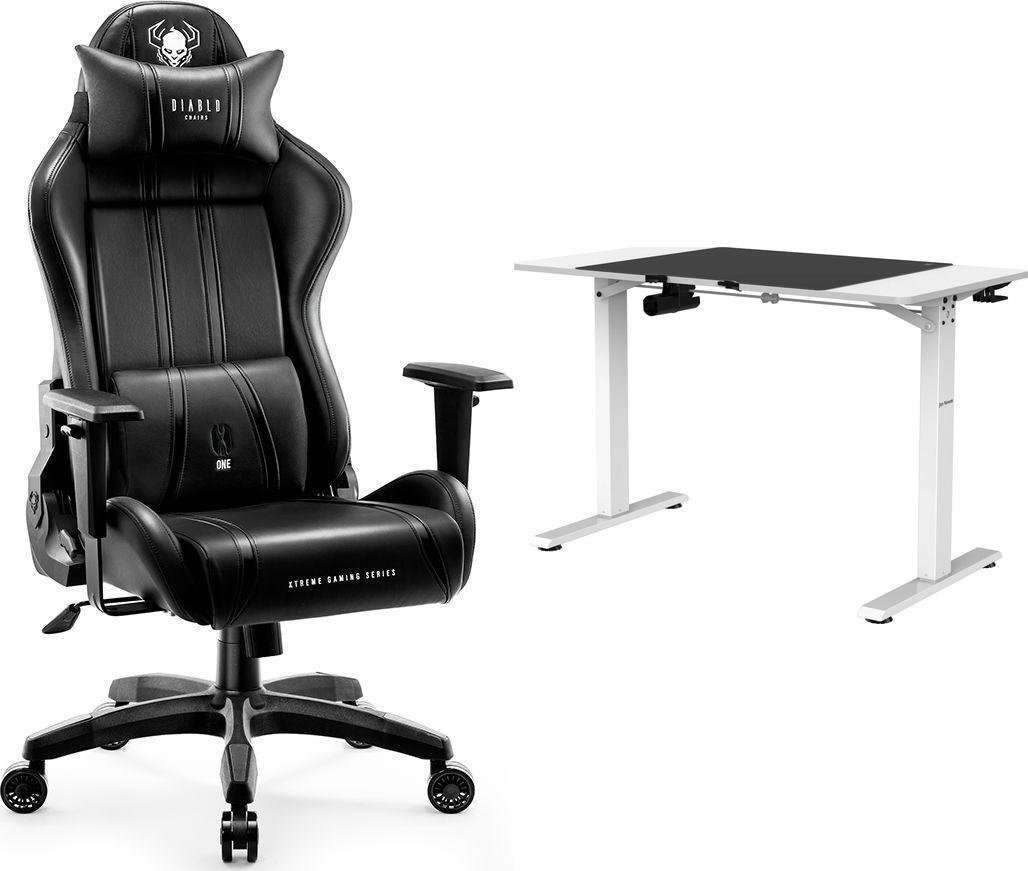 Fotel Diablo Chairs X-ONE 2.0 NORMAL czarny + EGON 1100 Białe 110 cmx60 cm