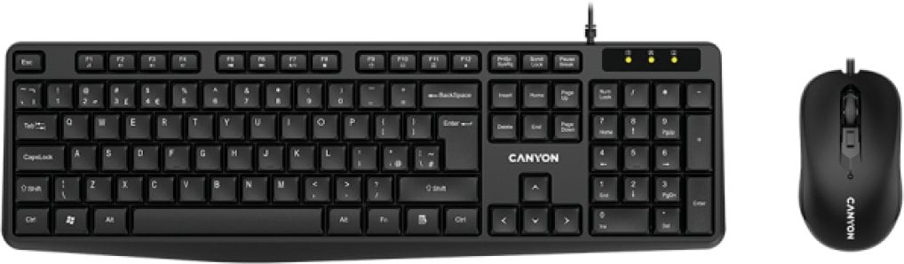 Canyon CNE-CSET1-RU Kombo Komplekts Klaviatūra un Pele 1000DPI USB Melns (ENG / RUS)