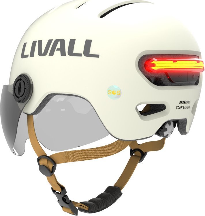 Livall Kask Miejski Livall L23 z Szybką Czujnikiem Upadku SOS i LED (L23-M-WHT)