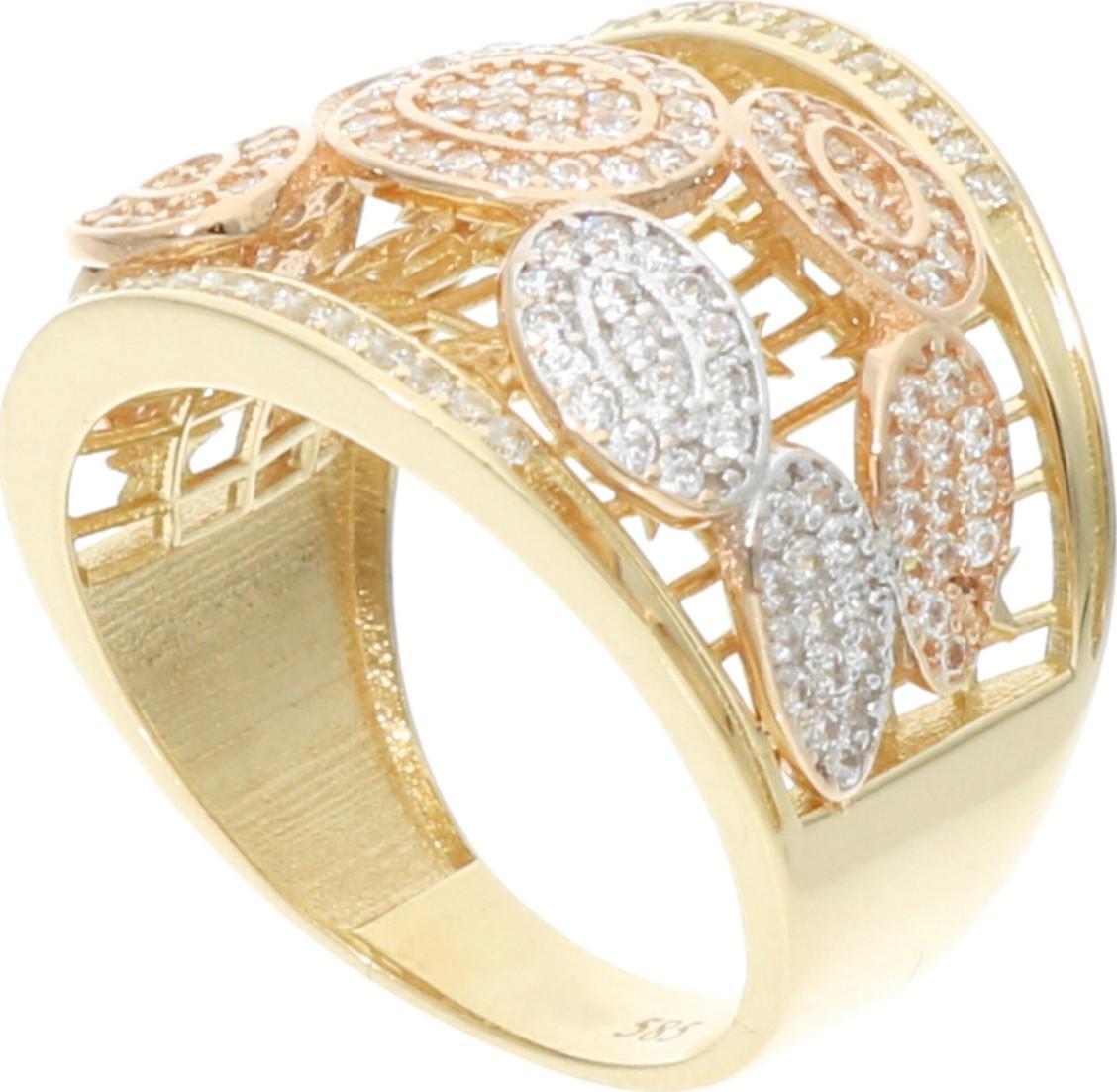 Rosanto Złoty ażurowy pierścionek z cyrkoniami roz. 16 585 14k