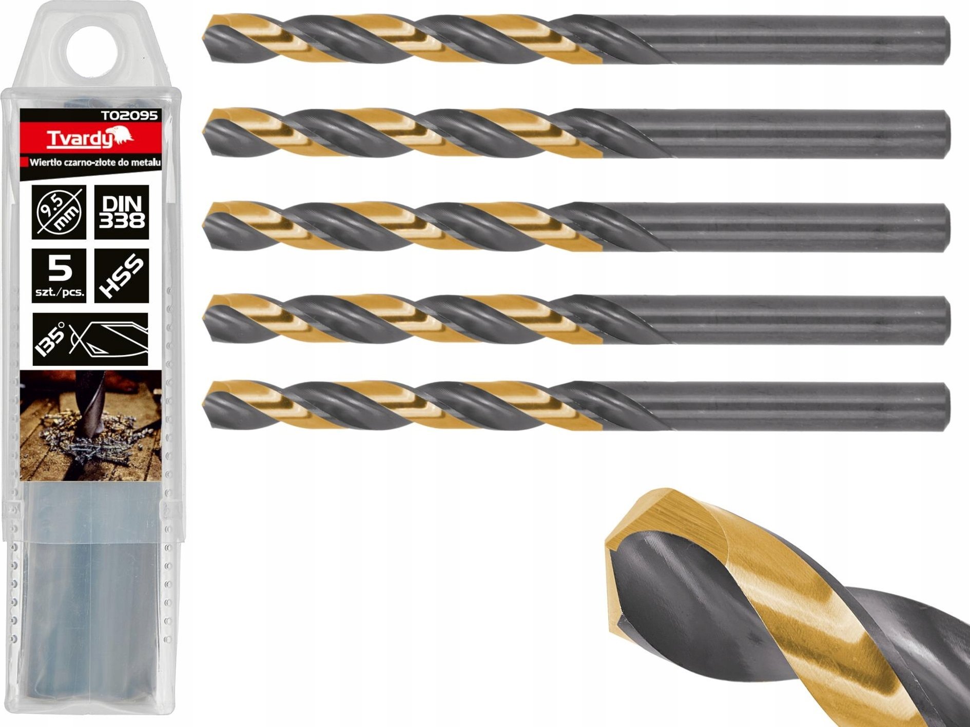 Wiertło Tvardy Wiertło czarno-złote do metalu HSS 9.50mm (5/50/300)
