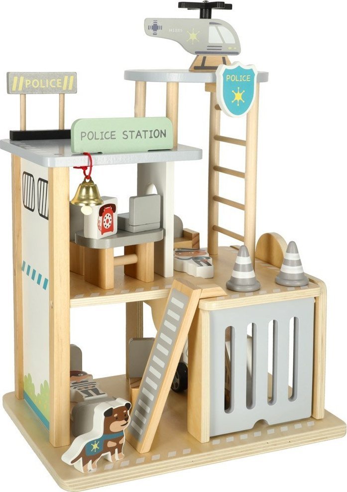 KIK Komisariat policji drewniany tor + radiowóz helikoptery parking