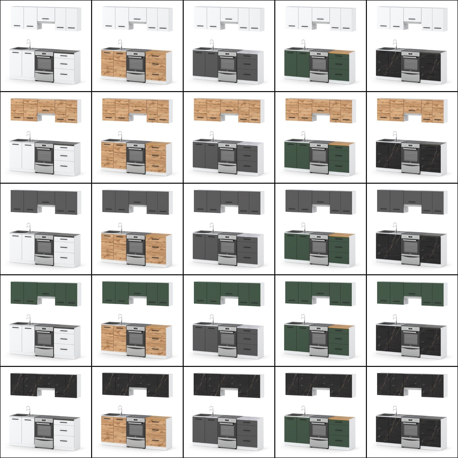 Kuchnia Modułowa Mała Nowoczesna 2.0m Biały Butelkowa Zieleń San Sebastian