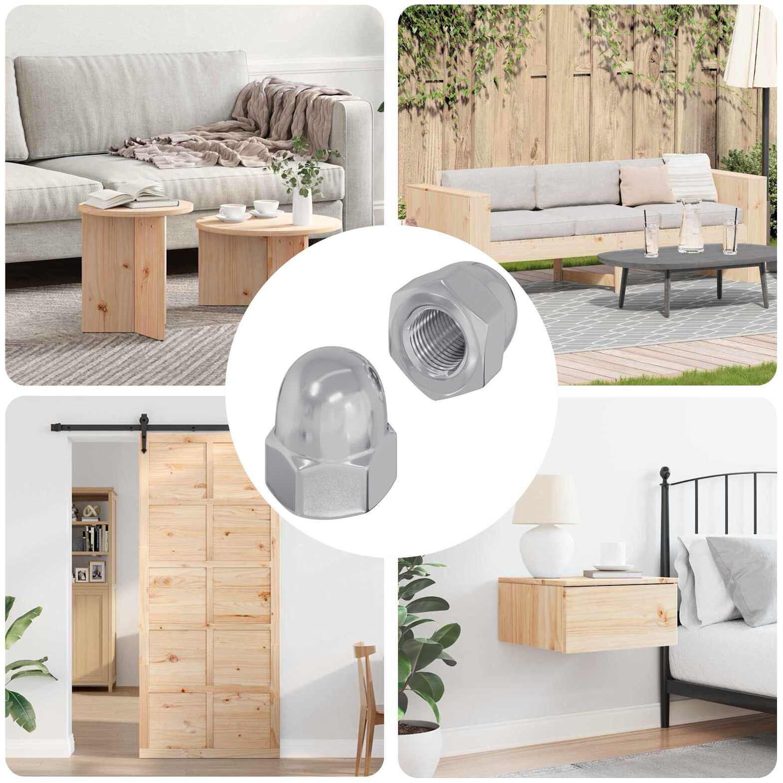 vidaXL Orzechy żołędziowe 2 pcs srebrny M8 x 10 mm Stal