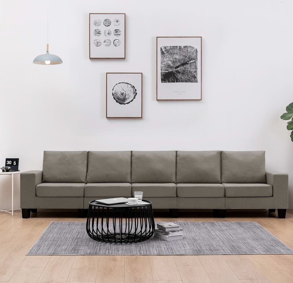 vidaXL 5-osobowa sofa, taupe, tapicerowana tkaniną