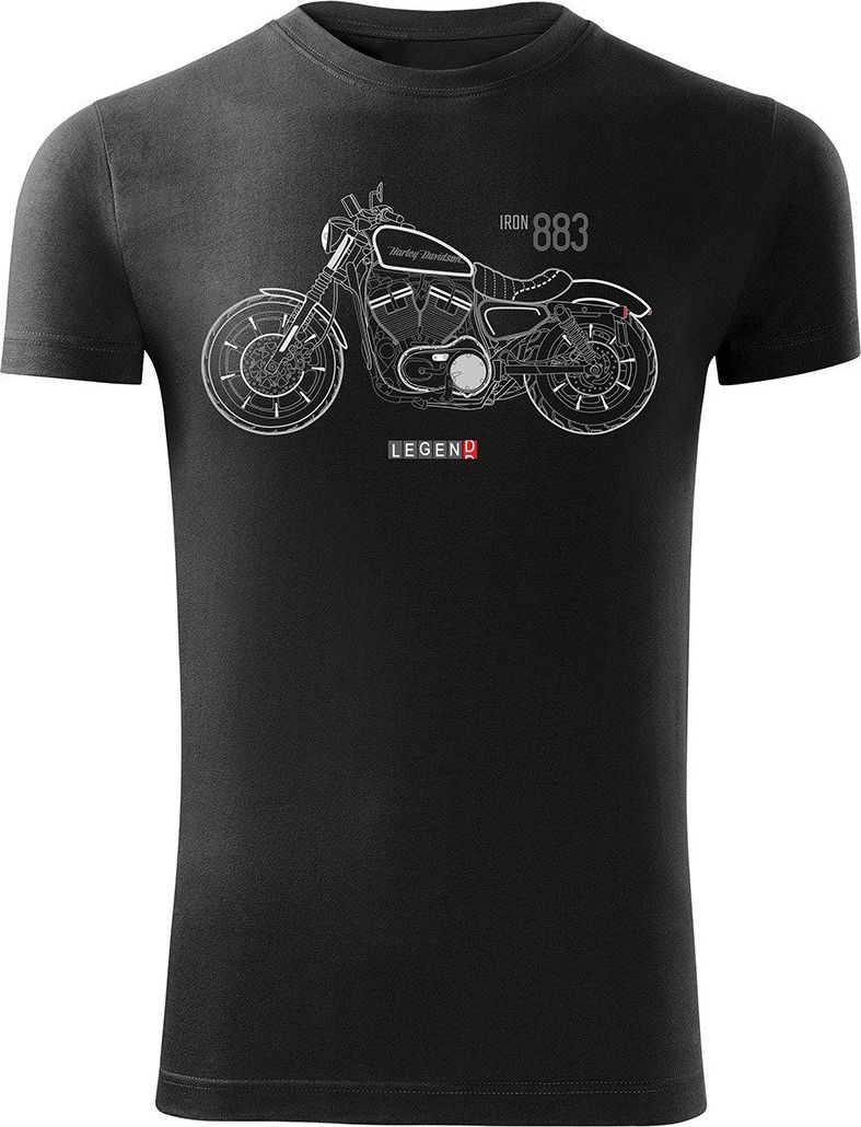 Topslang Koszulka motocyklowa z motocyklem Harley Davidson Iron 883 męska czarna SLIM XL