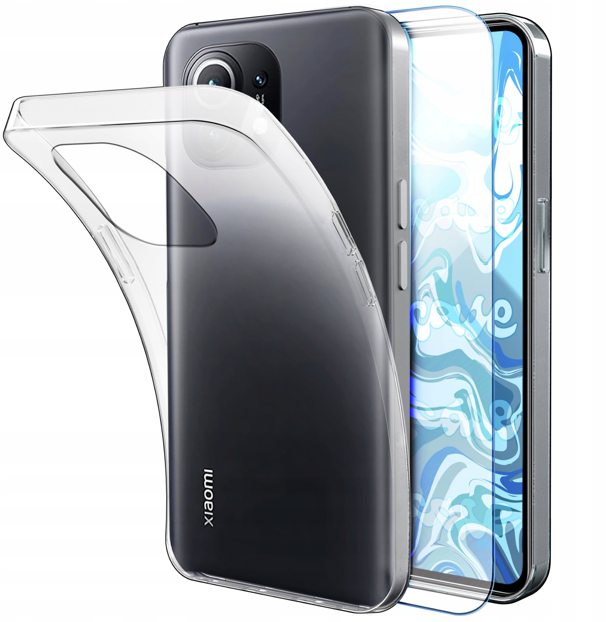 ETUI DO XIAOMI MI 11 GUMOWE OBUDOWA CASE SILIKON SLIM POKROWIEC SZKŁO 9H