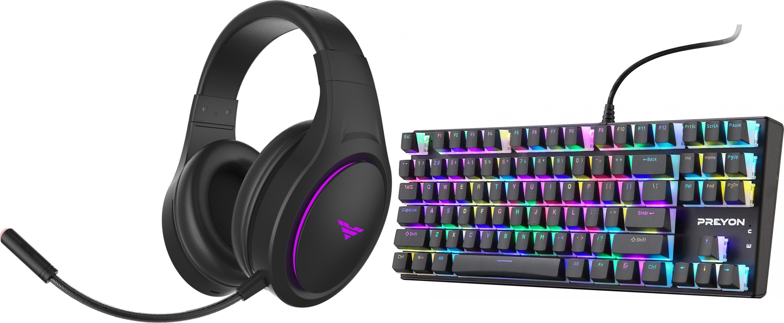 Słuchawki PREYON Słuchawki Preyon Hurricane Fly (PHF40B) + Klawiatura Preyon Blue Blitz Claw (PBBC87B)