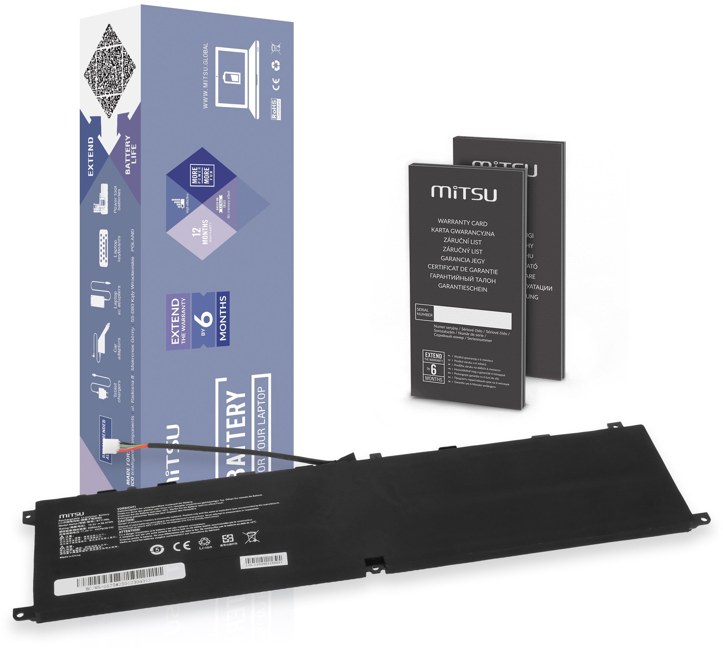 Bateria Mitsu Bateria do MSI GS65 GS75 Stealth, P65 P 75 Creator