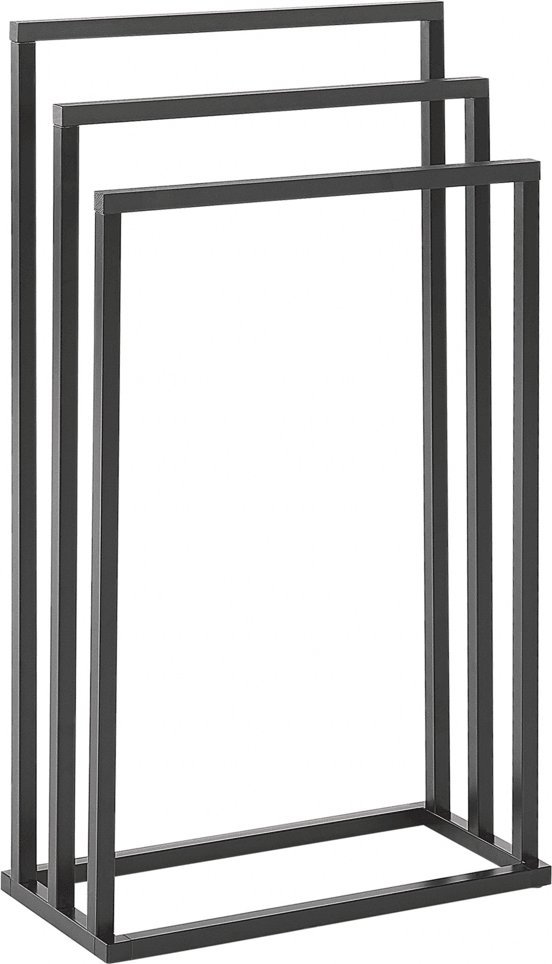 Beliani Stojak na ręczniki 45 x 84 cm czarny z ciemnym drewnem CHARRAS