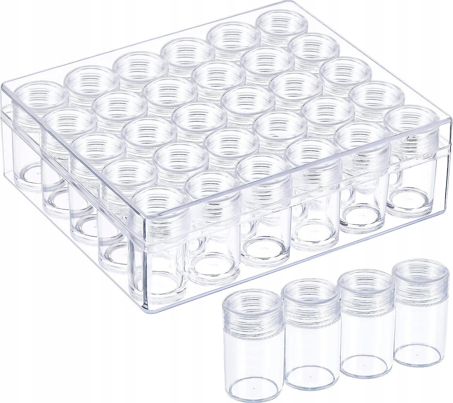 Korbi POJEMNICZKI 6g W KASETCE SŁOICZKI NA AKCESORIA OZDÓB MANICURE PRÓBKI 30 SZT