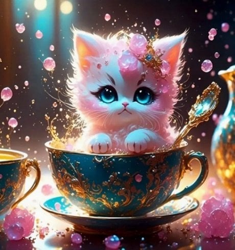 Norimpex *****Diam.mozaika 23x30 Kotek w filiżance 2000637