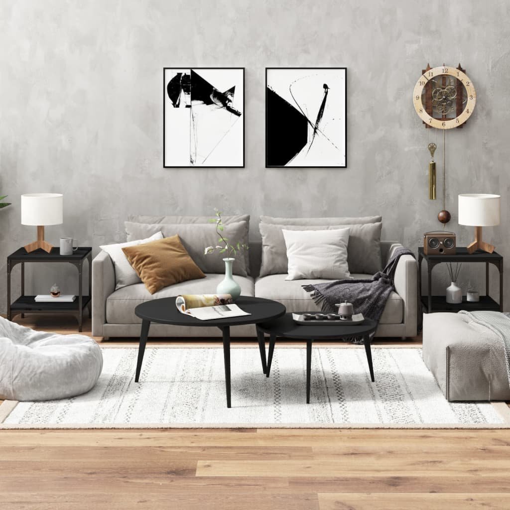 vidaXL vidaXL Stoliki, 2 szt., czarne, 40x40x40 cm, materiał drewnopochodny