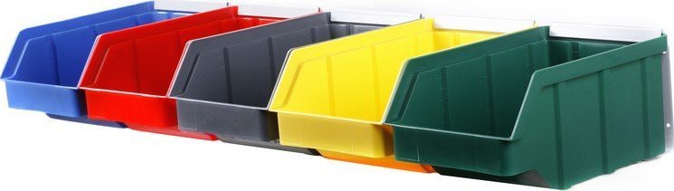 qBox Listwa do zawieszania pojemników warsztatowych, wym. listwy 1000 x 170 mm - 5 pojemników (Listwa bez pojemników)