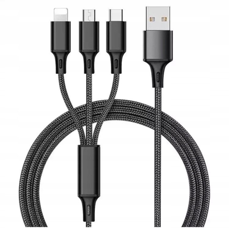 Kabel USB ITIMPORT USB-A - USB-C + microUSB + Lightning 1.2 m Biały
