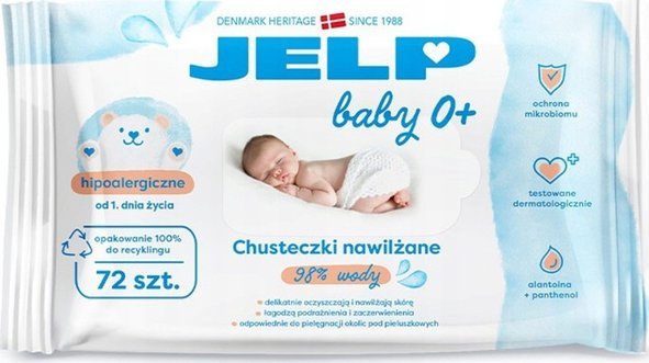 Jelp Chusteczki nawilżane na bazie wody 72 szt Jelp 0m+