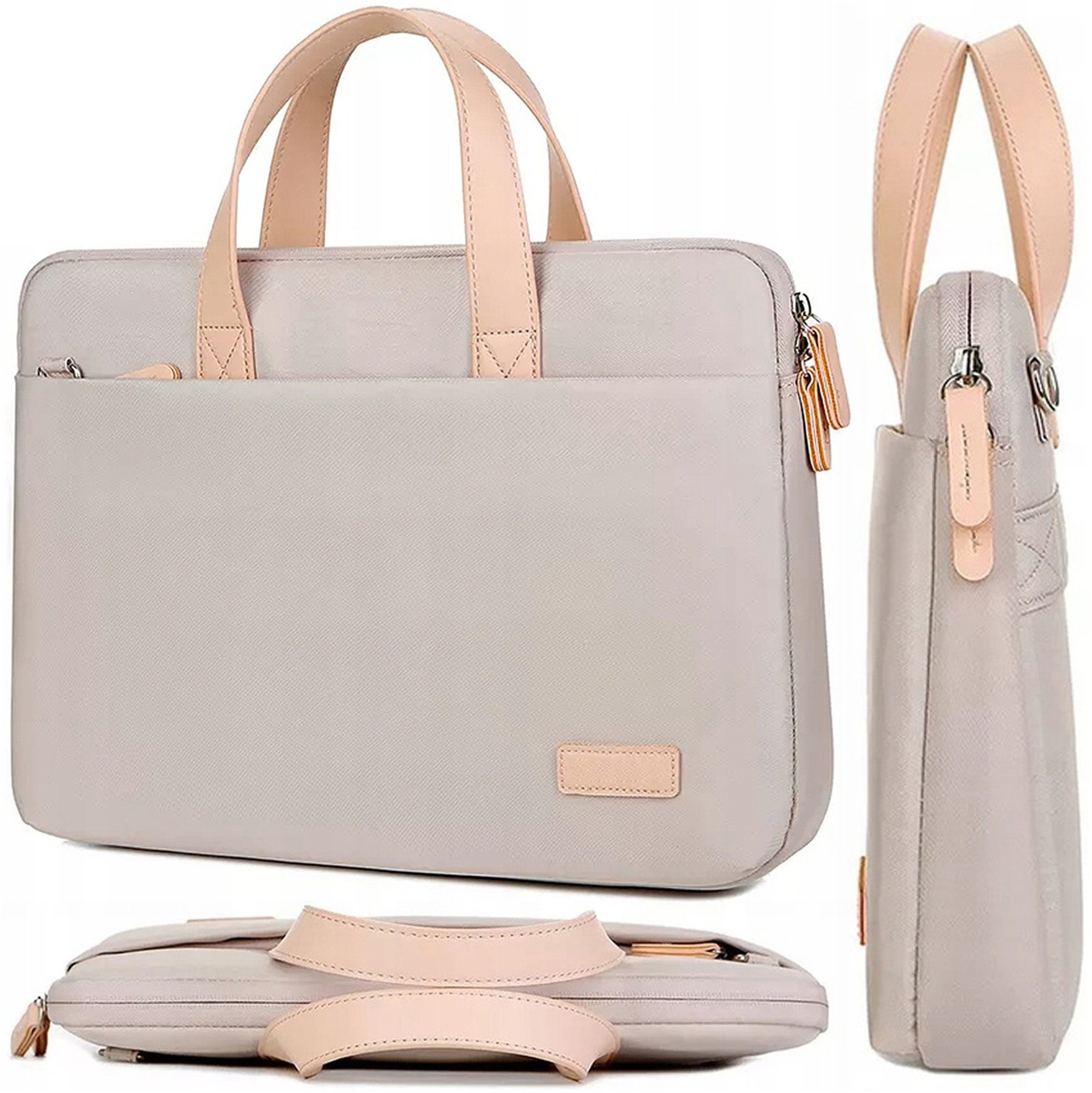 Torba teczka na ramię męska damska na laptopa tablet 14 cal materiałowa podróżna pokrowiec Alogy Beżowa