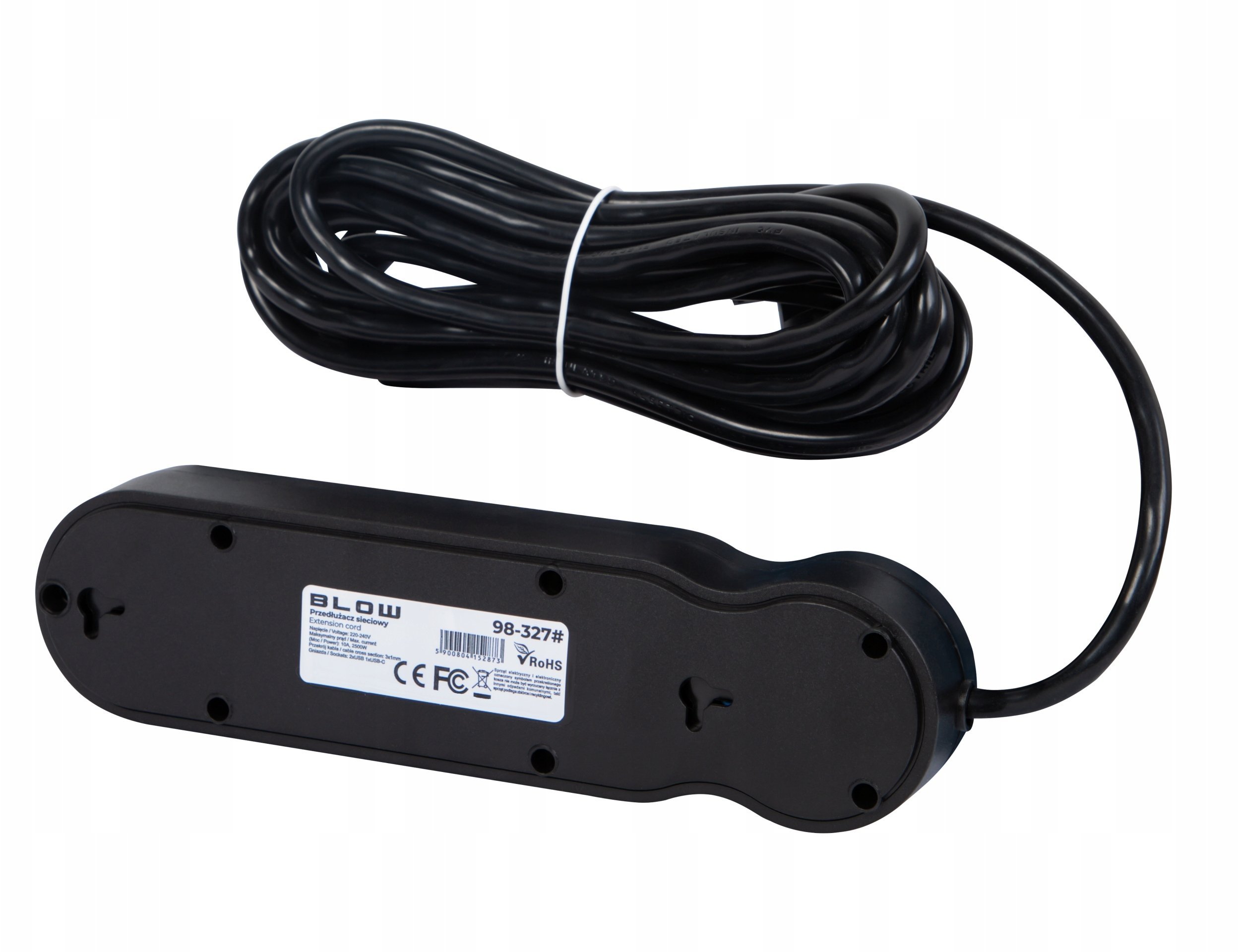 98-327# Przedłużacz sieciowy ps-340 3-gniazda 2xusb+usb-c 5m czarny 3x1mm