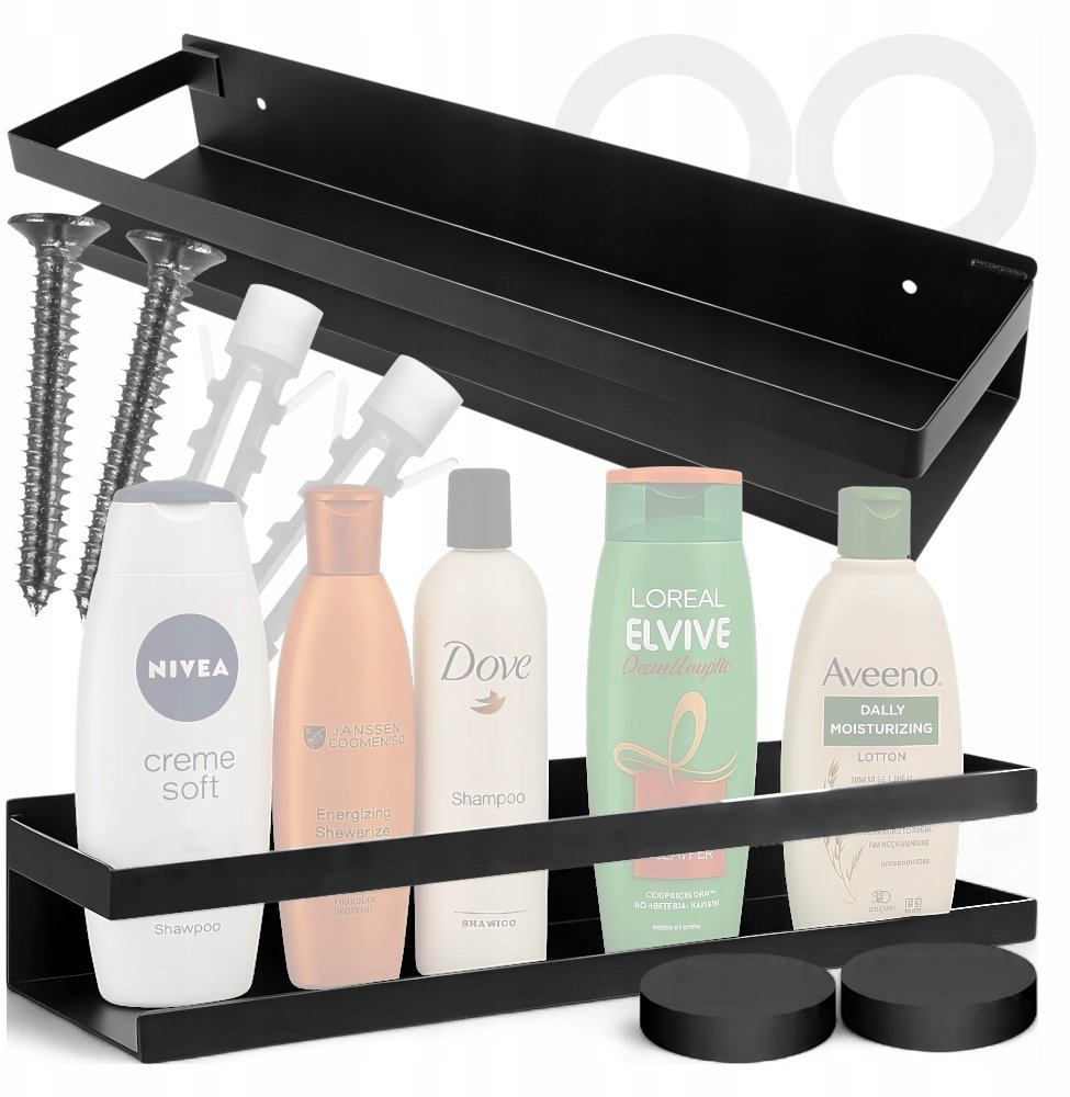 PÓŁKA ŁAZIENKOWA WISZĄCA CZARNA 30CM KANZA