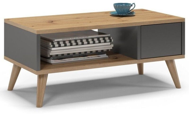 Stolik kawowy, SKAND, 80x40x35 cm, dąb, grafit, mat | TYLETEGOTU