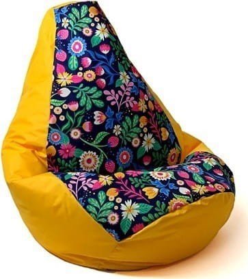 Go Gift Pufa worek sako GRUSZA DRUK żółty-kwiat L 105x80