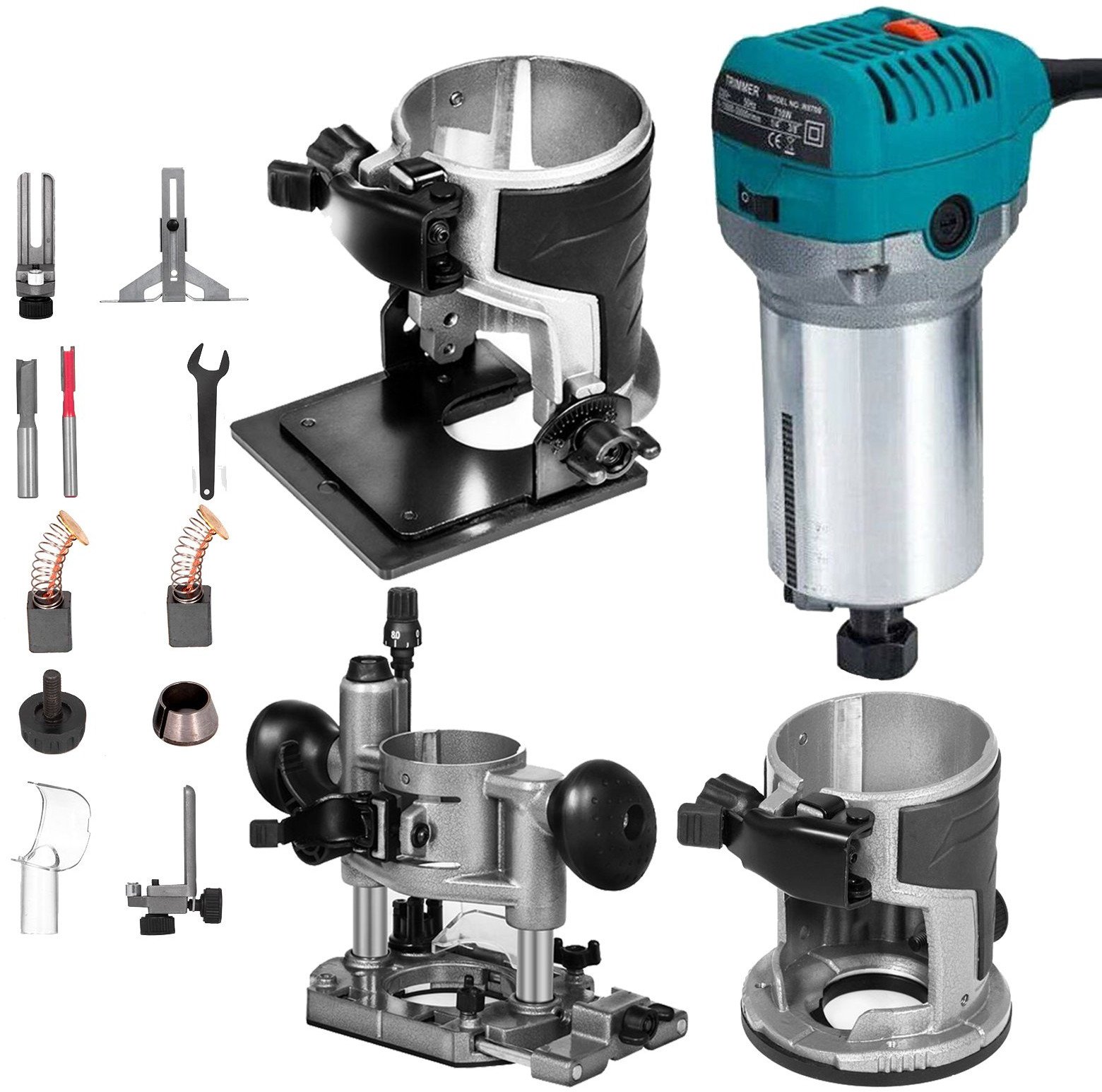 Frezarka Ręczna 710 W z Zestawem Baz Idealna do Stolarki i Laminatów