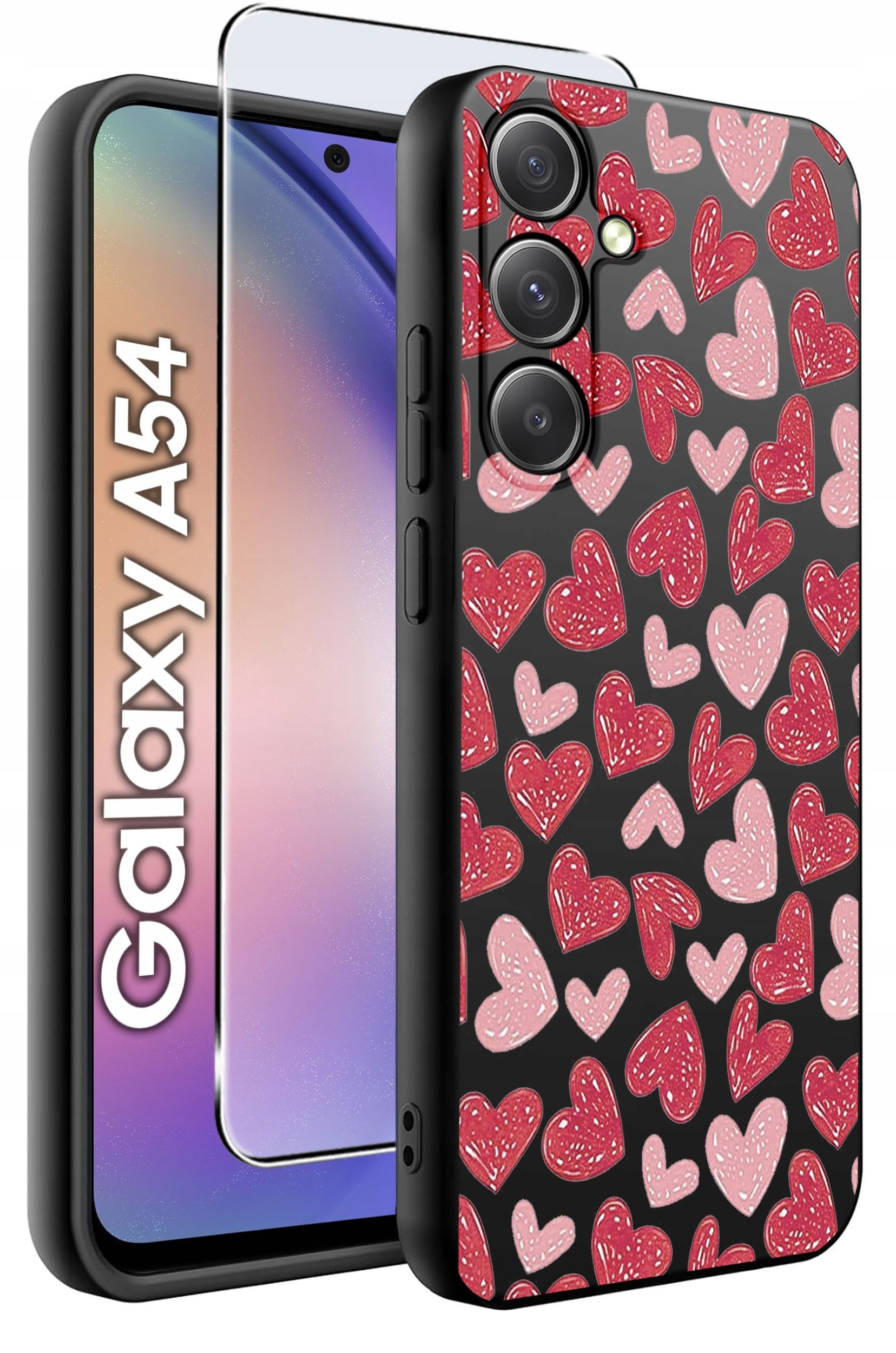 ETUI do Samsung A54 5G WZORY | SILIKONOWE MATT CASE + SZKŁO 9H