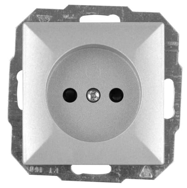 Abex Gniazdo bez uziemienia z przesłoną styków opal/perła srebrne