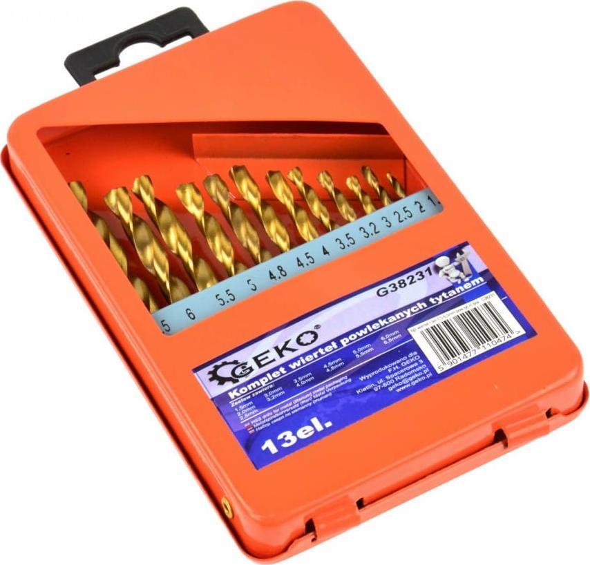 Wiertło Geko KPL.WIERTEŁ 13SZT.1,5-6,5MM POW.TYTAN.M BOX (20/80) G38231 GEKO