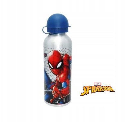 Butelka aluminiowa / bidon / korek niekapek / Spiderman / srebrna