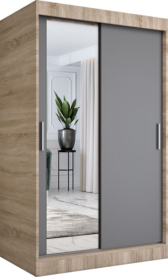Elior Przesuwna szafa w kolorze dąb sonoma + antracyt - Lenora 3X