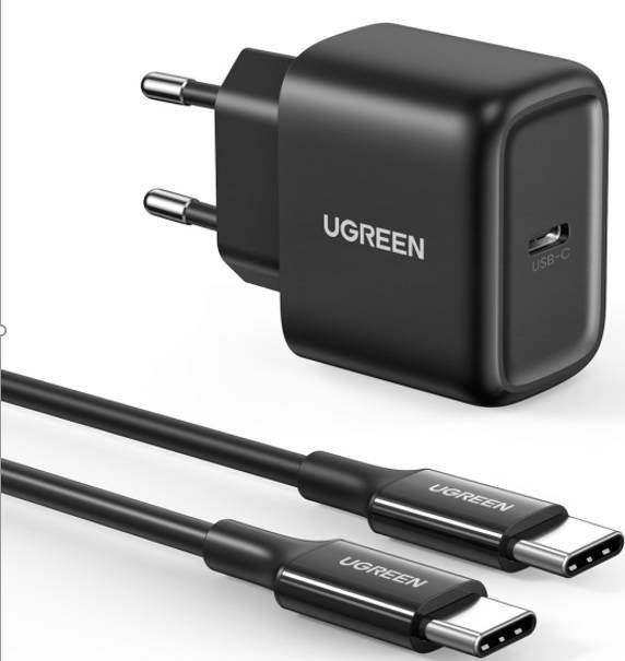 Ładowarka Ugreen Ładowarka sieciowa UGREEN CD250, 25W, USB-C (czarny) + kabel USB-C do USB-C, 2m (czarny)