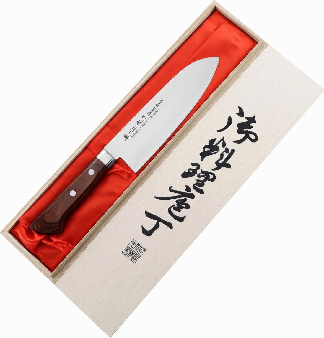 Satake Satake Unique Shirogami Santoku 17cm w drewnianym pudełku
