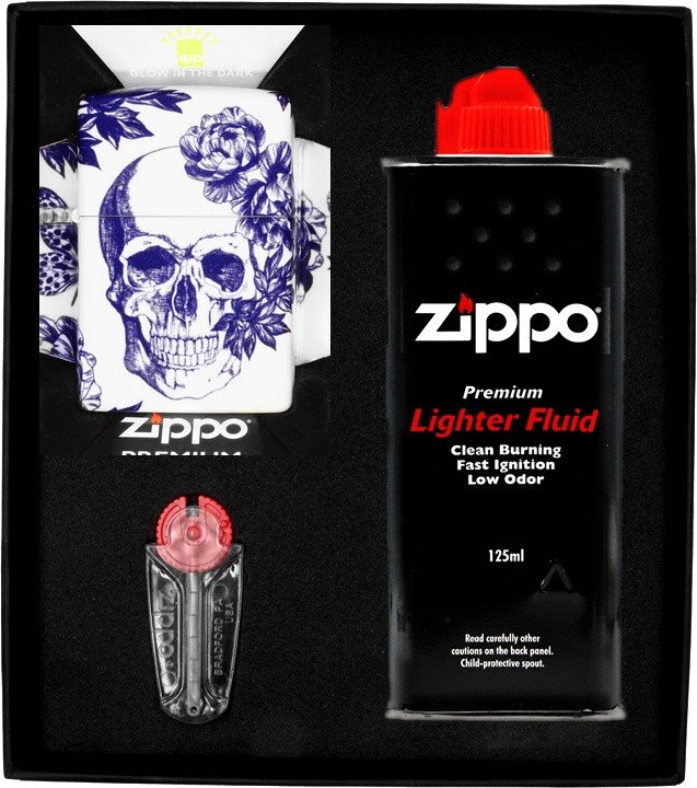 Zestaw ZIPPO Zapalniczka FLORAL SKULL DESIGN Prezentowy No1