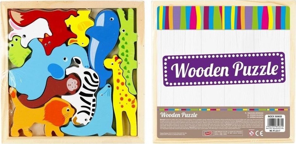Mega Creative Układanka drewniana zwierzęta 12 elementów