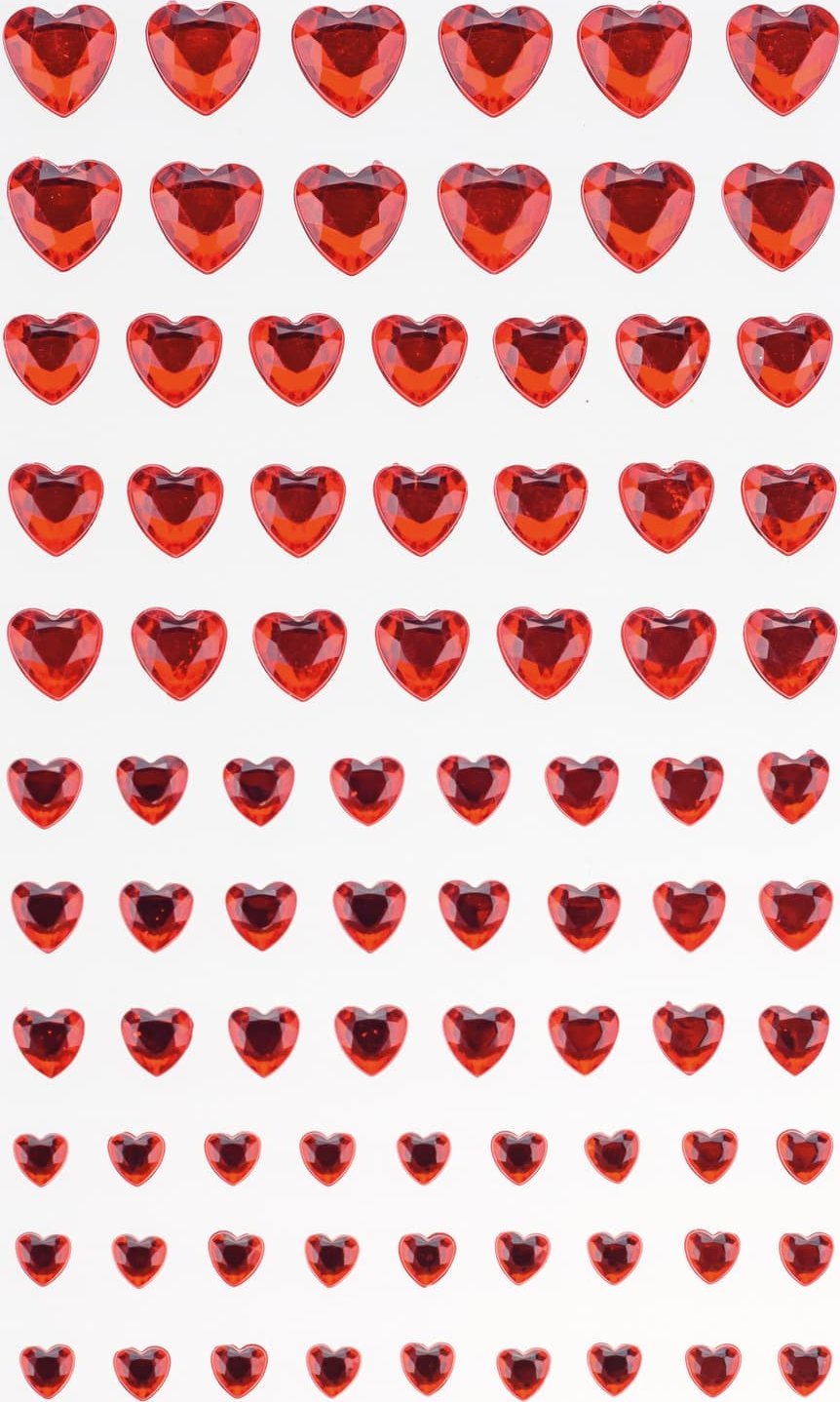 BREWIS Dżety samoprzylepne serca czerwone 84szt