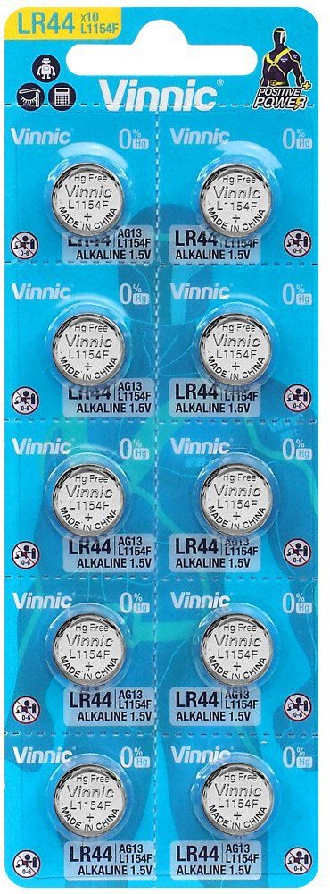 VINNIC BATERIE ALKALICZNE GUZIKOWE MINI G13/AG13/LR44 BLISTER 10 SZTUK L1154F