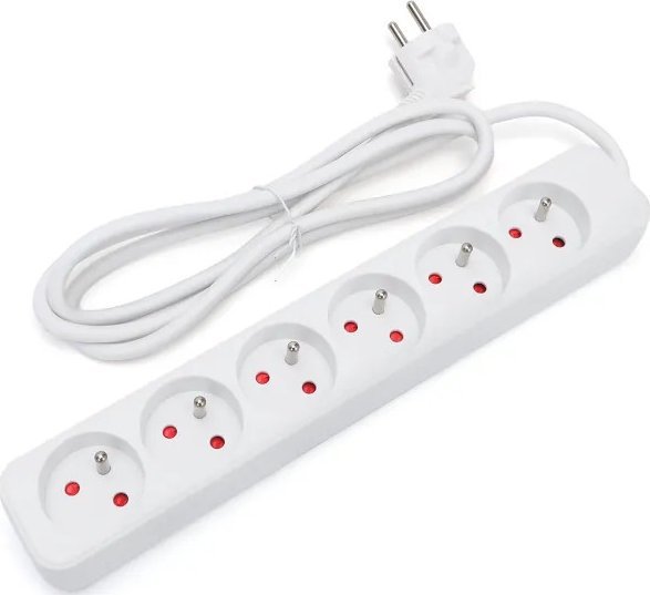 Aigostar Listwa zasilająca na 6 gniazd typu francuskiego bez przełącznika Listwa zasilająca na 6 gniazd typu francuskiego bez przełącznika