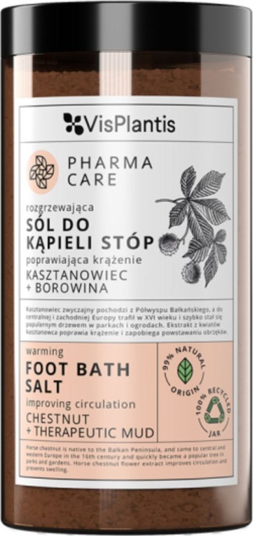 Vis Plantis Pharma Care Rozgrzewająca sól do kąpieli stóp poprawiająca krążenie Kasztanowiec + Borowina 560g