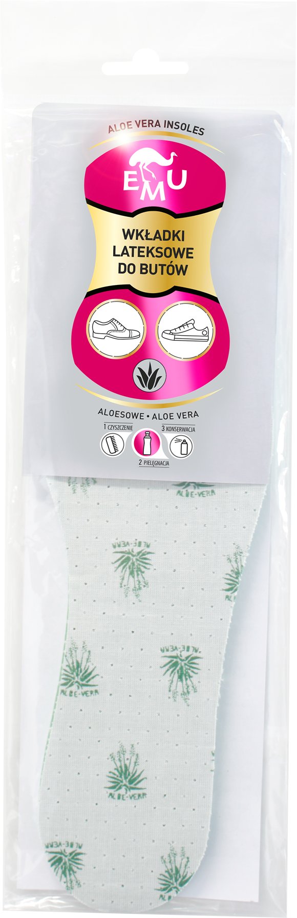 Wkładki do butów :Lateksowe z wyciągiem z aloesu Rozmiar 36-46- 1para EMU